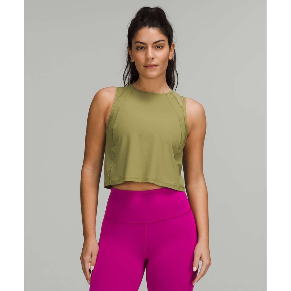 Lululemon Sculpt Cropped Tank Top Size 6 Bronze Green